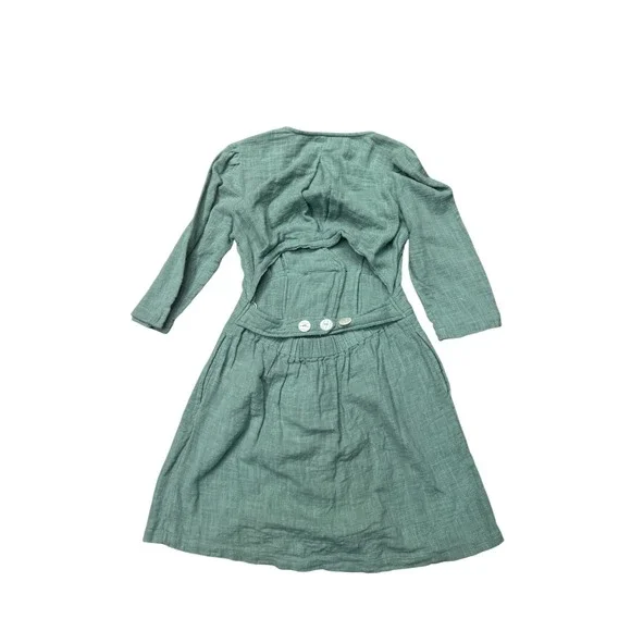 Free People Green Linen Blend Double Breasted Button Front Midi Dress M - Picture 2 of 4
